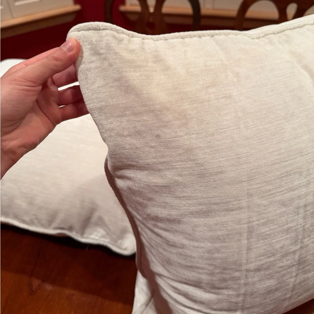 Set of Two Velvet Ivory PILLOW COVERS - 26x26